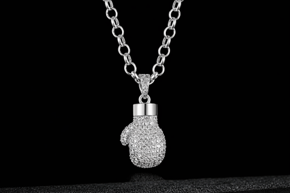 Silver Boxing Glove Pendant Necklace 22inches
