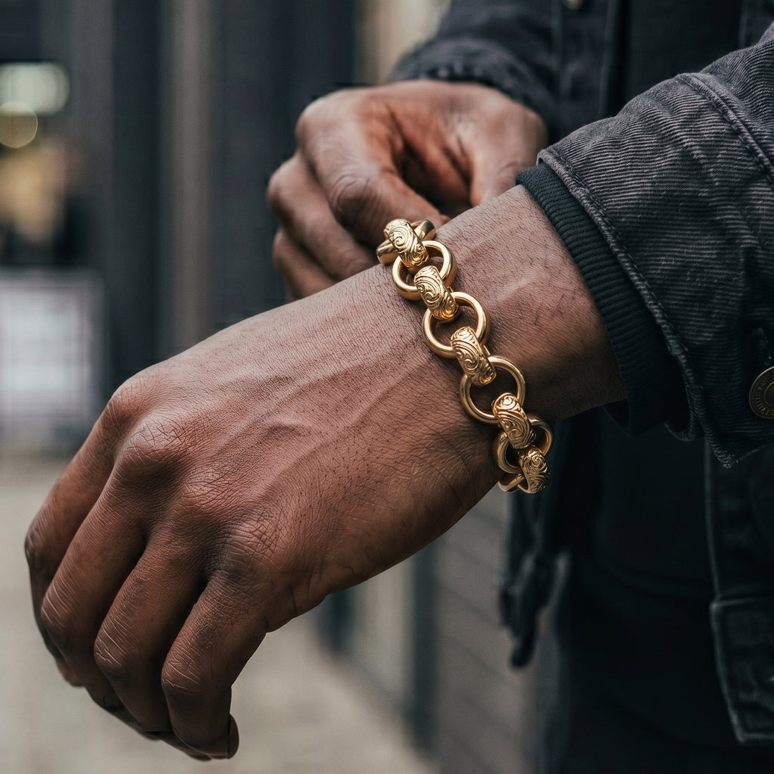 Gold Ornate Belcher Bracelet 15mm