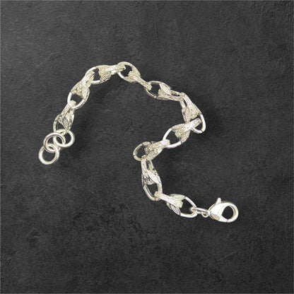 10mm Silver 3D Patterned Tulip Bracelet 8/9.2 Inches