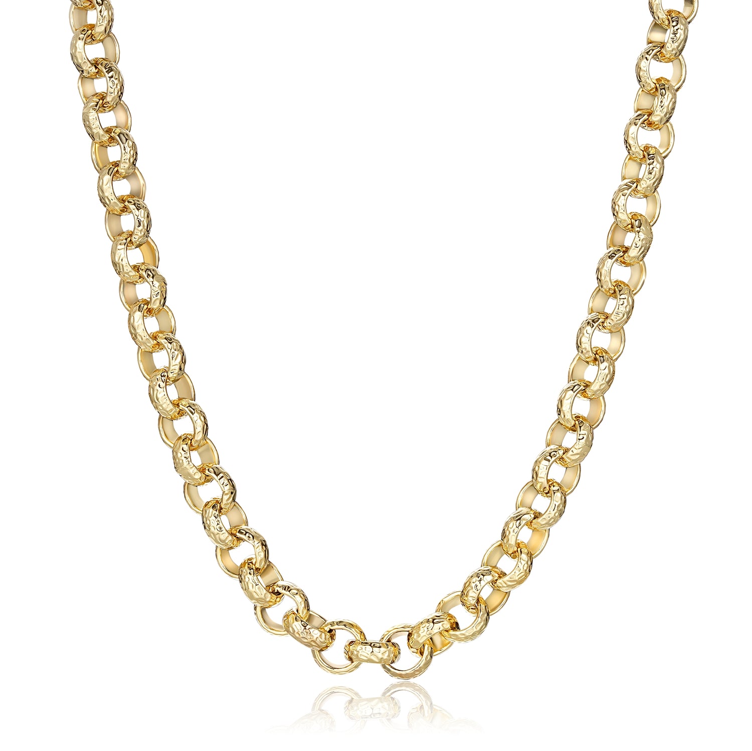 New Premium 12mm Gold Diamond Cut Pattern Belcher Chain 30 Inch