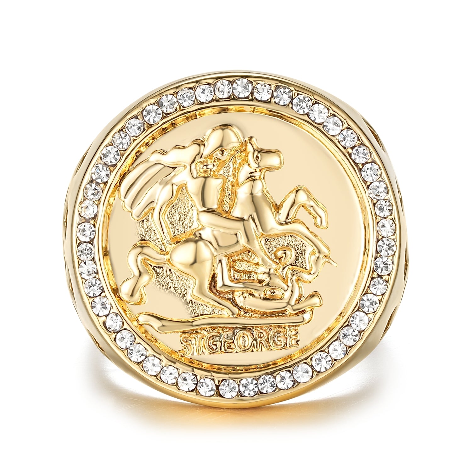 Gold St George Sovereign Ring with Stones