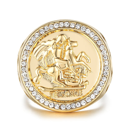 Gold St George Sovereign Ring with Stones