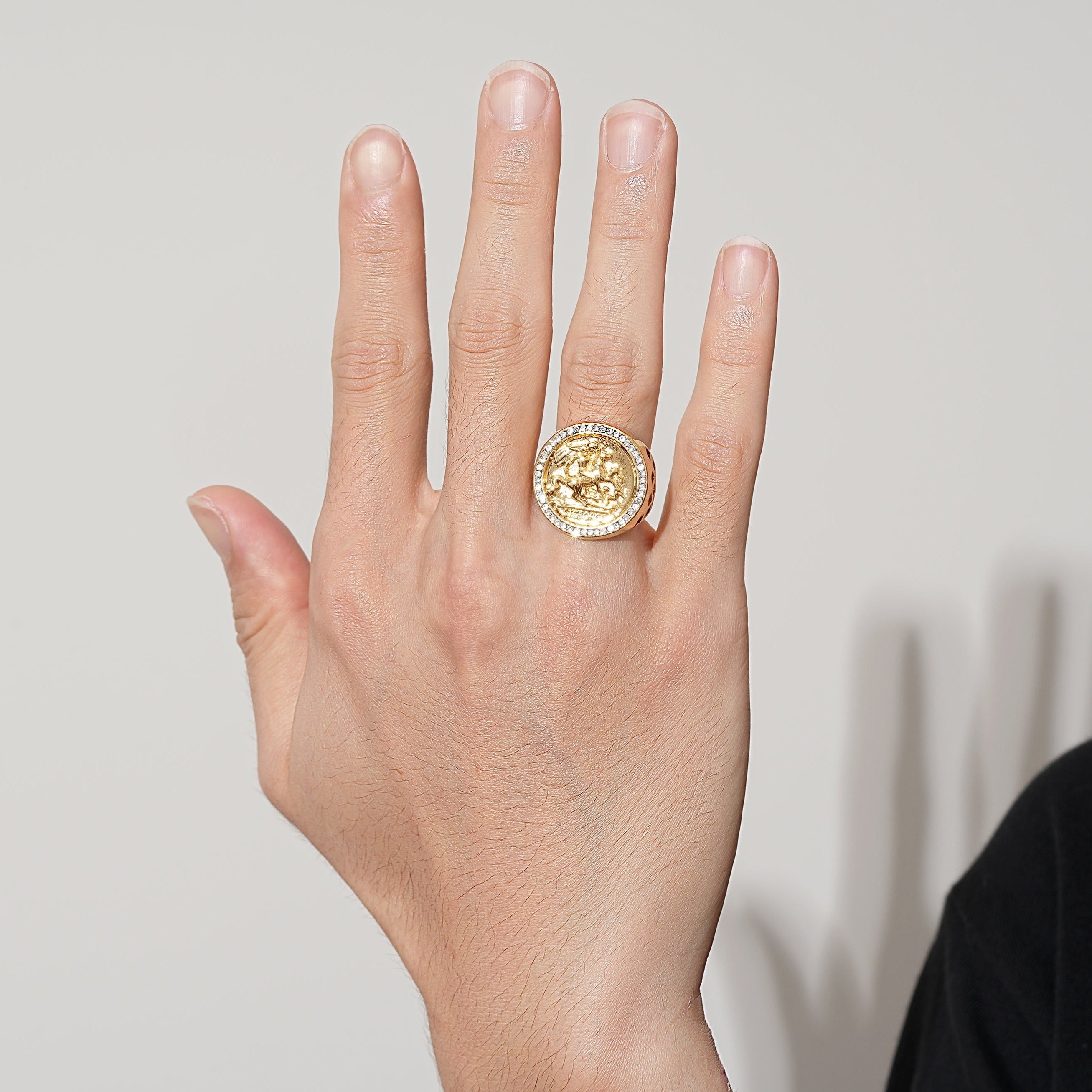 Gold St George Sovereign Ring with Stones