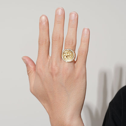 Gold St George Sovereign Ring with Stones
