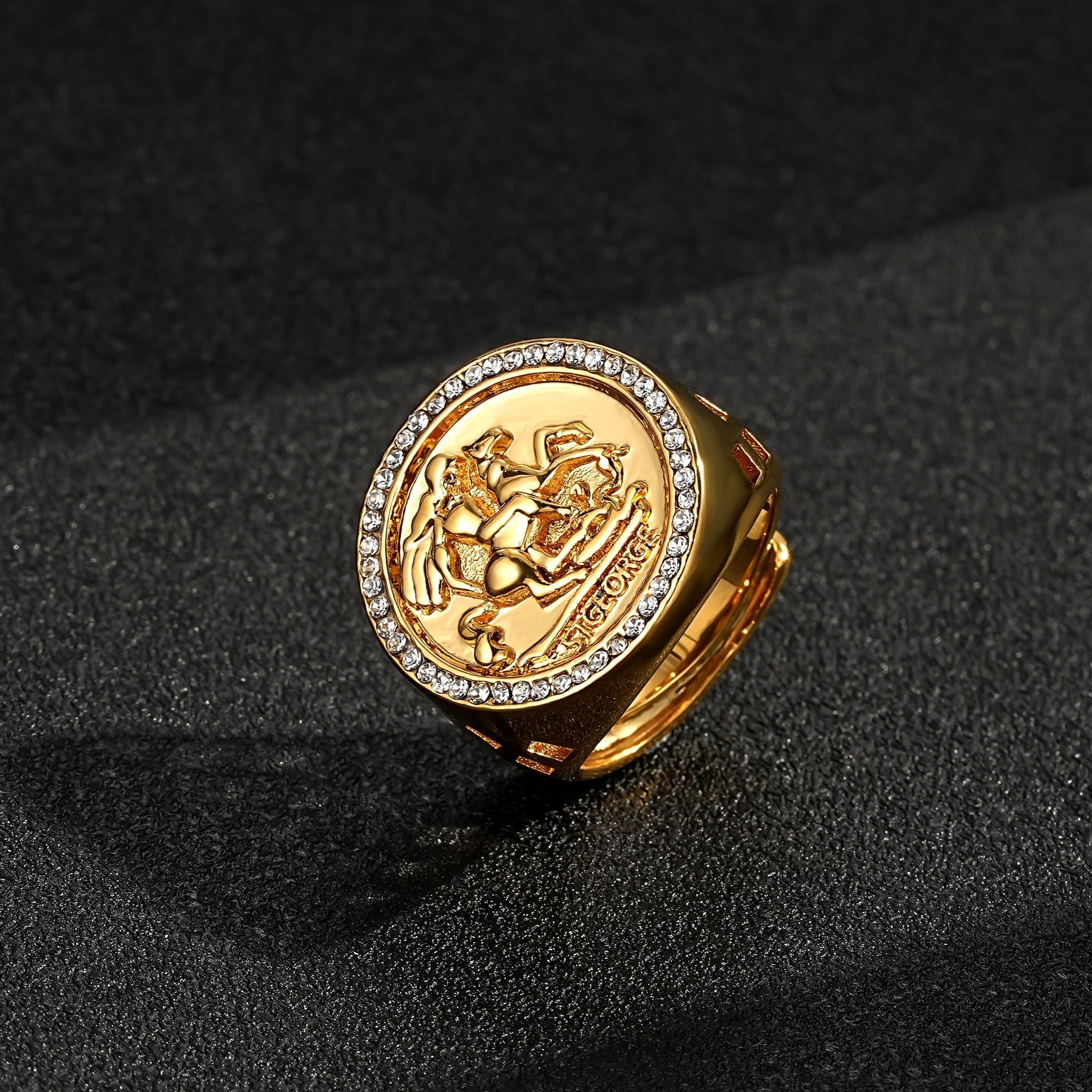Gold St George Sovereign Ring with Stones