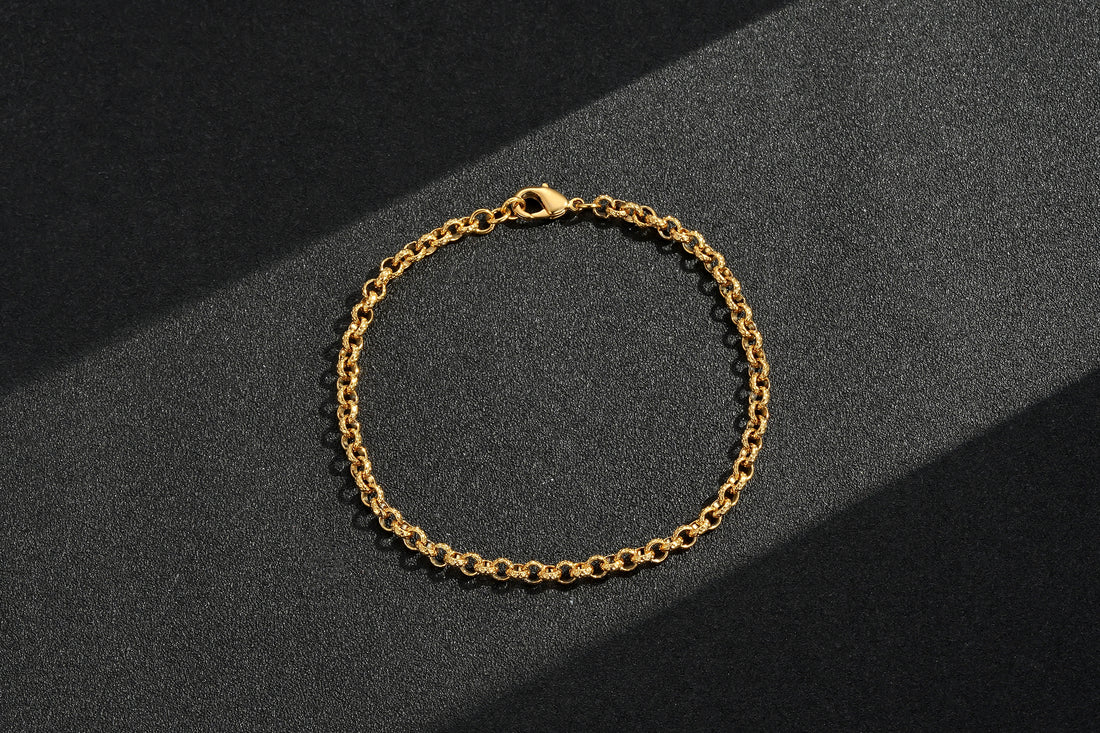4mm Gold Diamond Cut Pattern Belcher Bracelet – 6 and 8 Inches