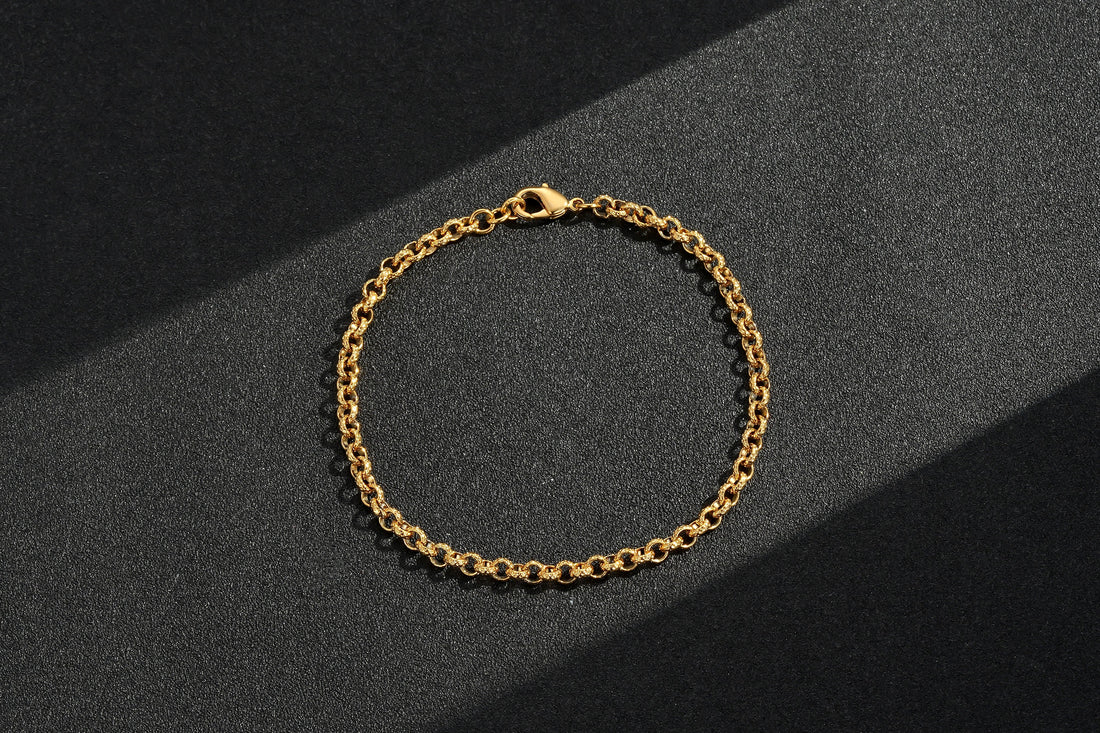 🎁 Gold Diamond-Cut Patterned Belcher Bracelet 4mm (100% off)