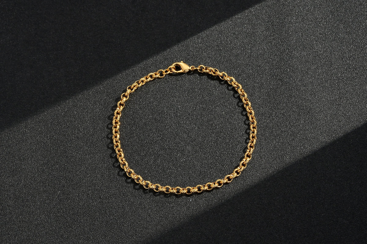 🎁 Gold Diamond-Cut Patterned Belcher Bracelet 4mm (100% off)