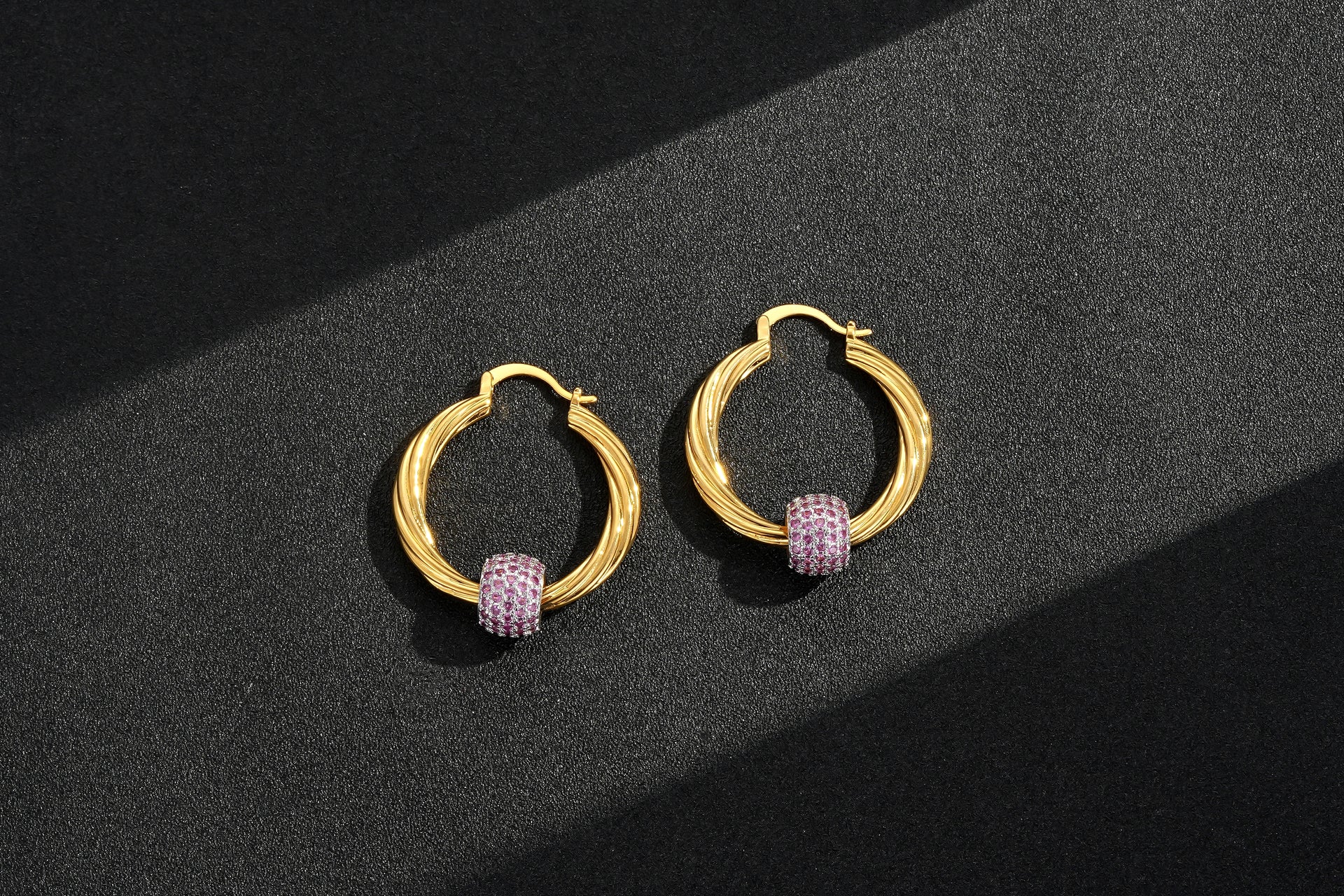 Gold Disco Ball Hoop Earrings
