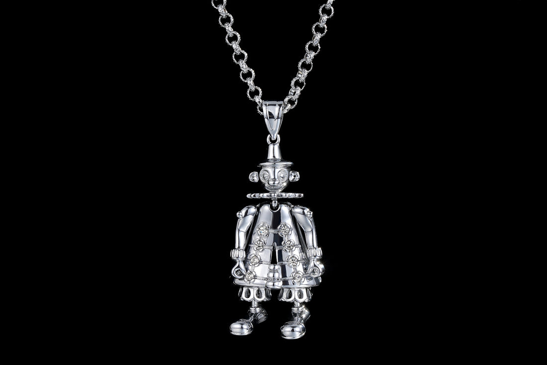Silver Large Clown Pendant – 24 Inch with 4mm Belcher Chain