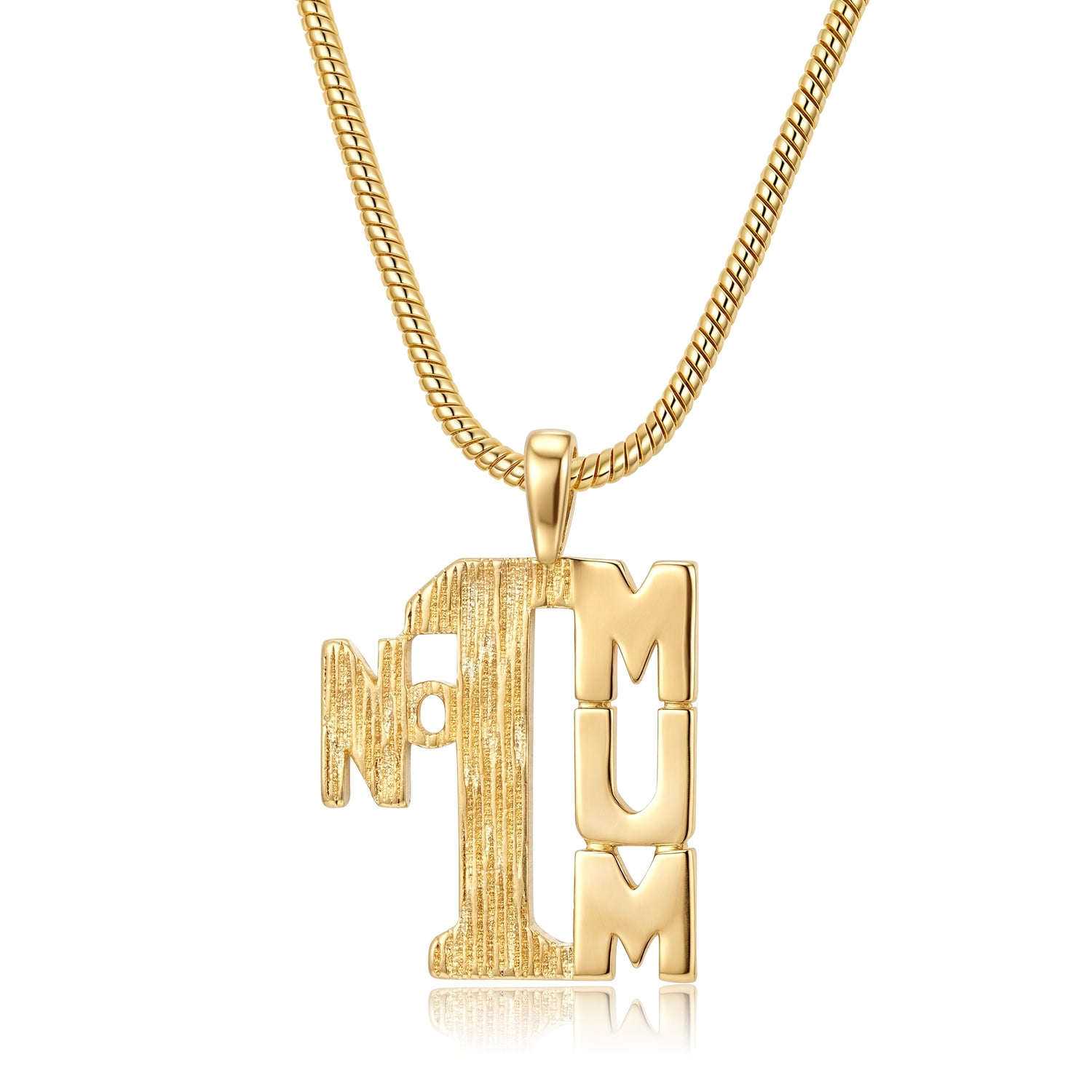 Gold No1 MUM Pendant Necklace 22” Snake Chain Gift for Mum 17g