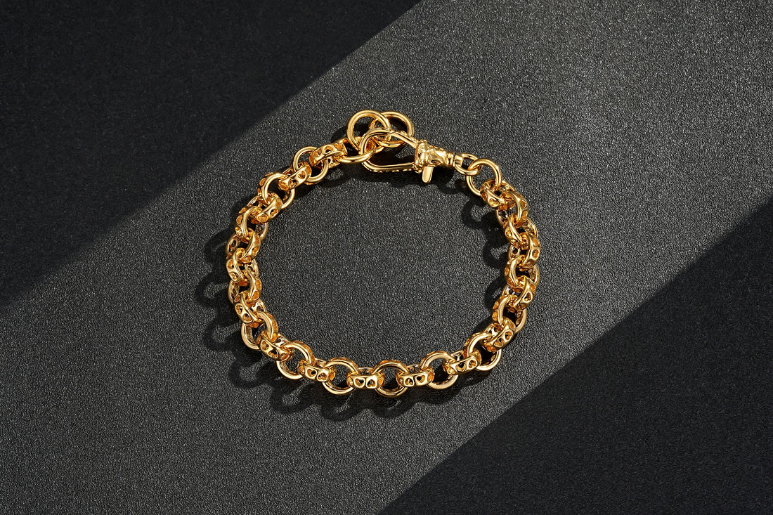 10mm Gold Heart Hollow Link Bracelet – Fits 7.5–8” Wrist – 27g