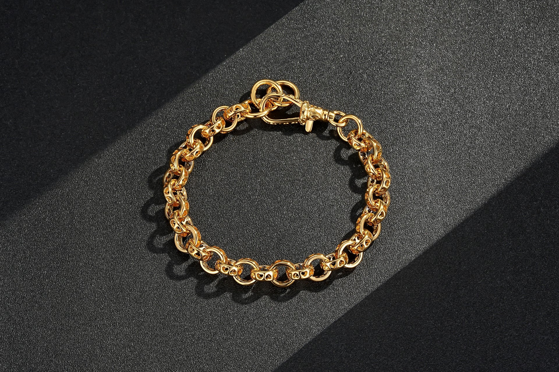 10mm Heart Hollow Link Bracelet Fits 7.58inches Wrist