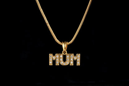 SPARKLD Gold Diamond MUM Pendant Necklace 22” Snake Chain 15g Jewellery Gift
