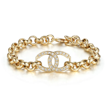 8mm gold Belcher bracelet with horse shoe charm, 27 grams, 8/8.5 inches.