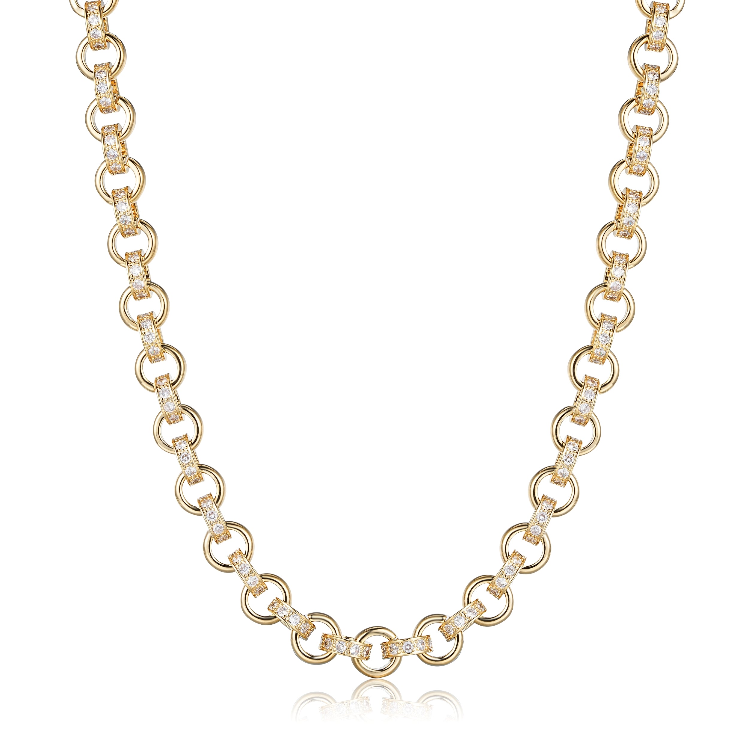 24-inch gold Belcher chain, 10mm width, alternate pattern design.