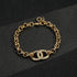 Lightweight kids gold horse shoe bracelet, 8mm width, 8/8.5 inches long.