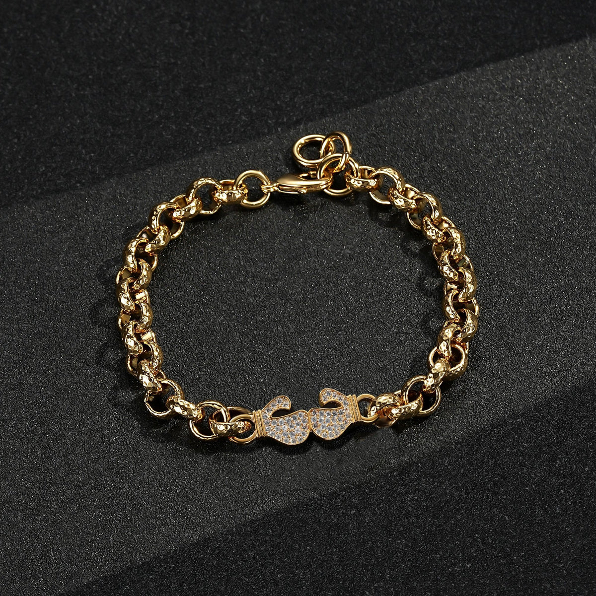 Bling King London 8mm Gold Boxing Glove Bracelet 8.5 Inch