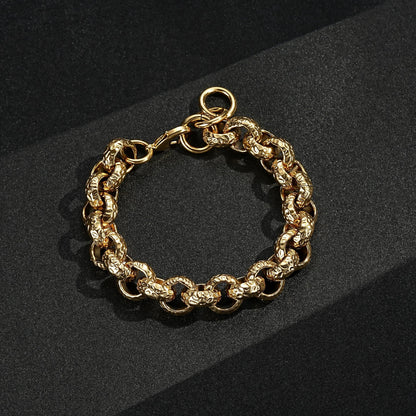 15mm wide big gold Belcher bracelet, 130g, 8.5 inches, leopard print