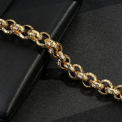 Gold Leopard-Print Belcher Chain &amp; Bracelet 15mm