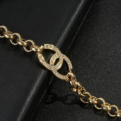 27g gold Belcher bracelet with stone crystals, 8/8.5-inch, horse shoe design.