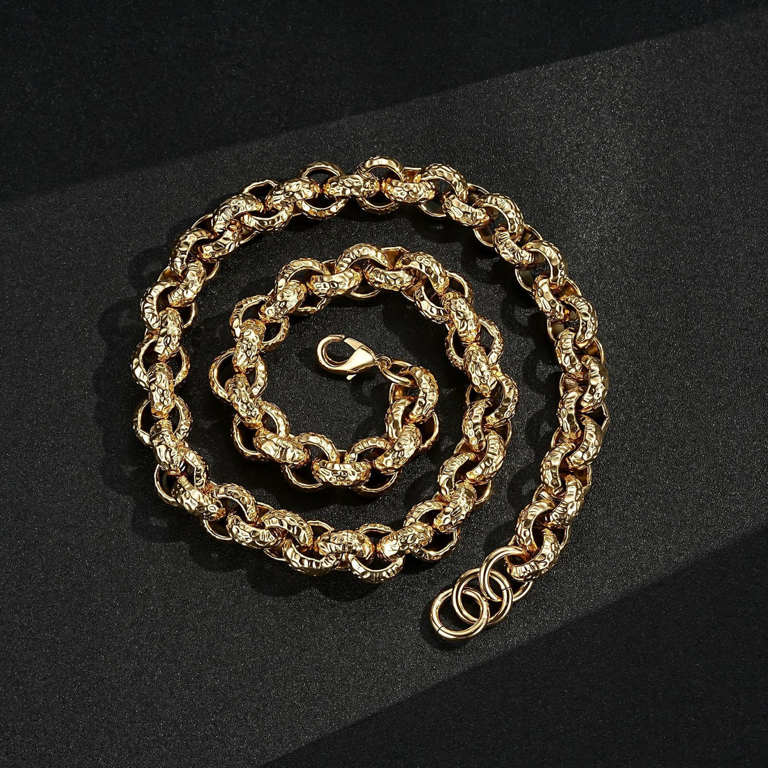 Gold Leopard-Print Belcher Chain &amp; Bracelet 15mm