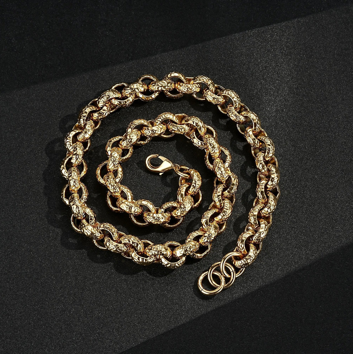 Gold Leopard-Print Belcher Chain &amp; Bracelet 15mm