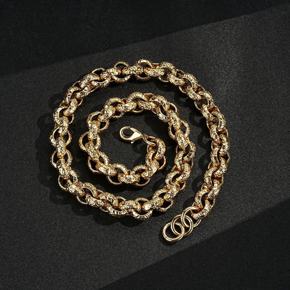 Gold Leopard-Print Belcher Chain &amp; Bracelet 15mm