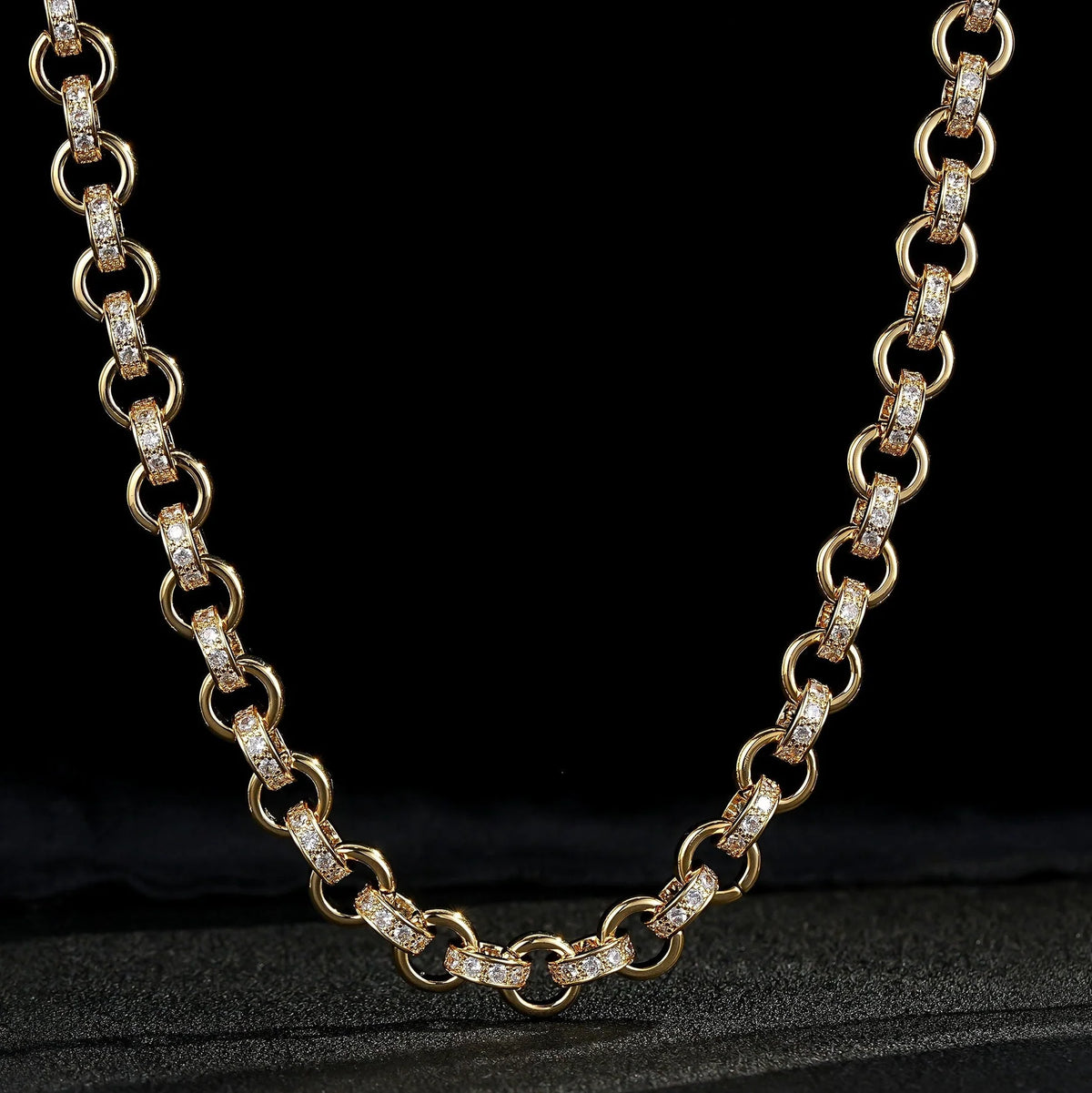Gold Belcher Chain &amp; Bracelet Set with Albert Clasp 10mm