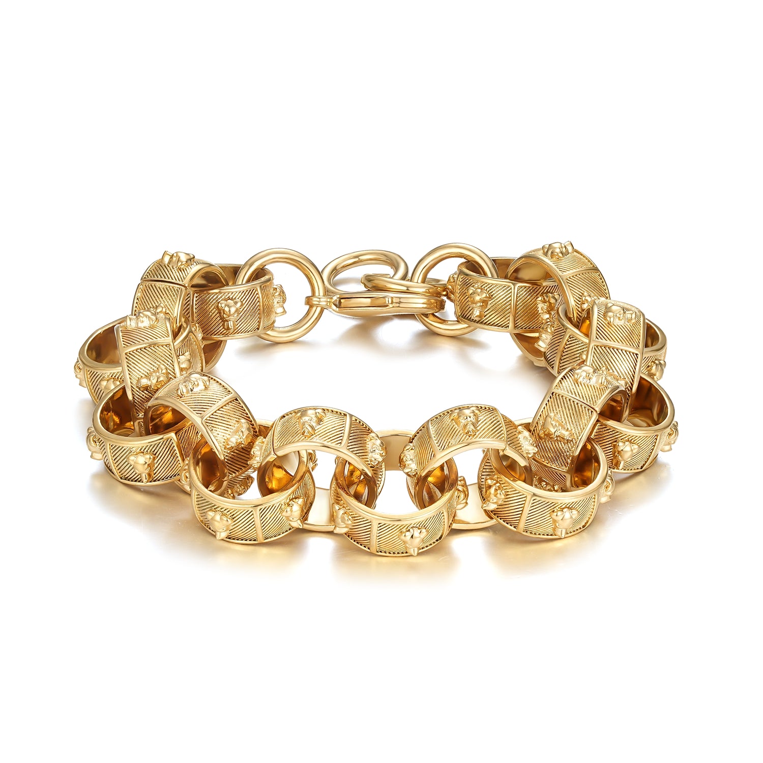 New Luxury 20mm Gold Bulldog Belcher Bracelet 9 Inch