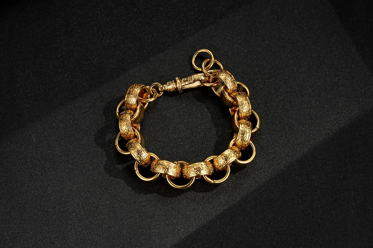 Gold Ornate Belcher Bracelet 20mm