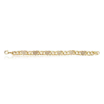 6-inch gold heart bracelet, 7mm curb design, 11 grams, kids jewelry.