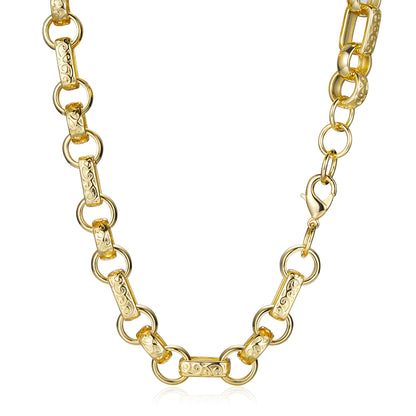 18mm Gold Gypsy Belcher Chain with Albert Clasp 24” Heavy Statement Necklace 220g