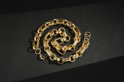 18mm Gold Gypsy Belcher Chain with Albert Clasp 24” Heavy Statement Necklace 220g