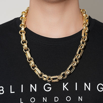 Big Gold Gypsy Link Belcher Chain Necklace