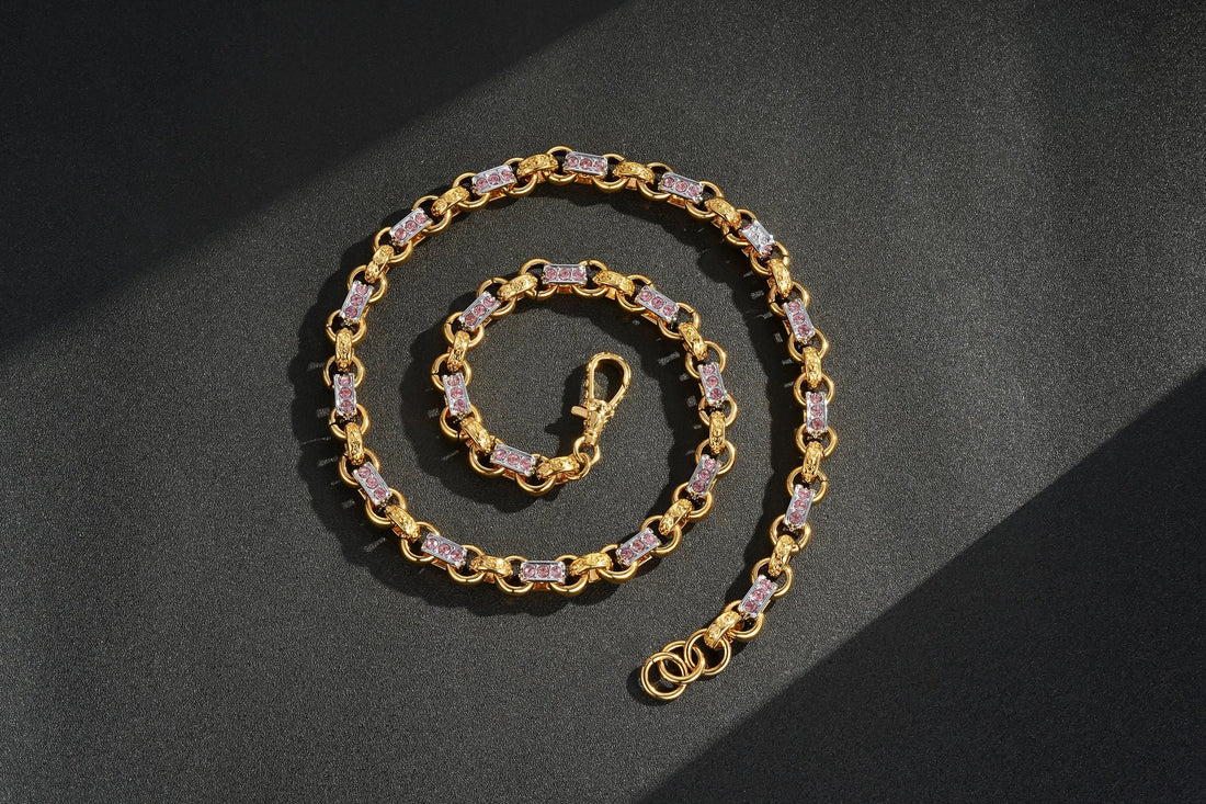 10mm two-tone gold and silver gypsy link chain