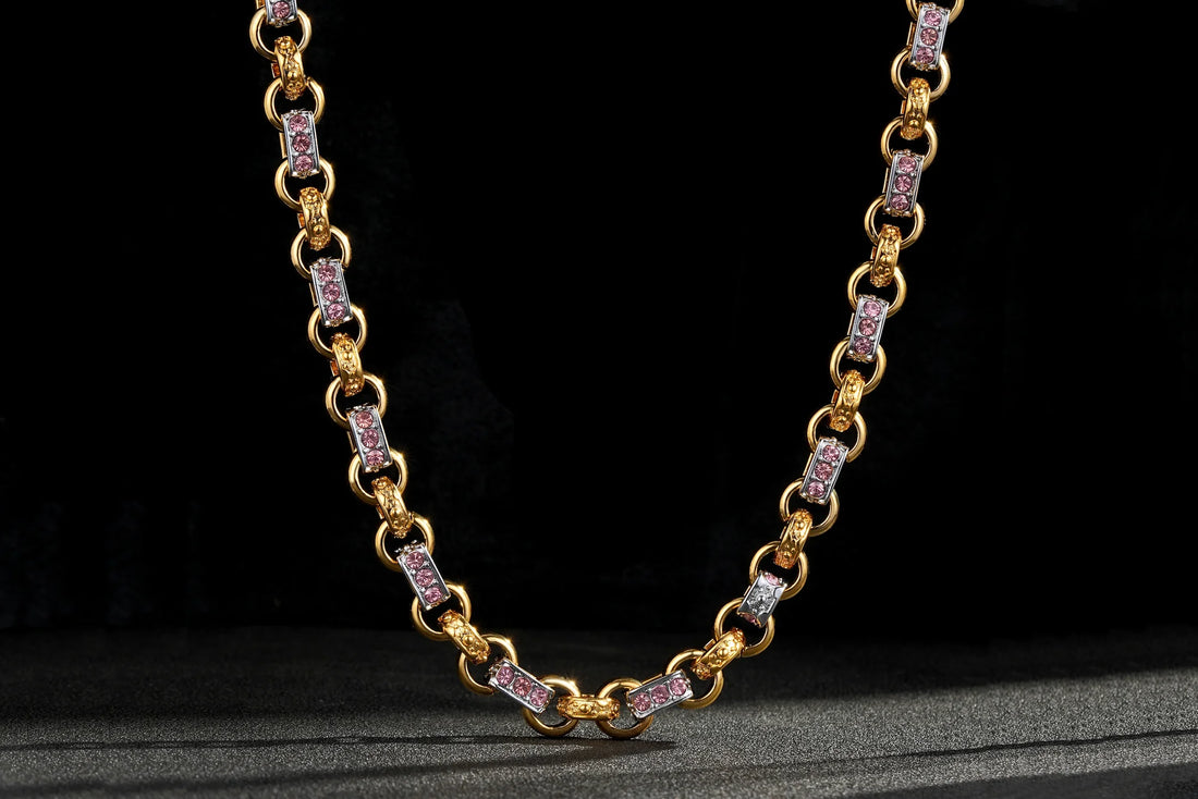 Two-Tone Gypsy Link Belcher Chain &amp; Bracelet Set 10mm