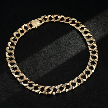 Gold Bark-Chaps Curb Chain &amp; Bracelet Set 27mm