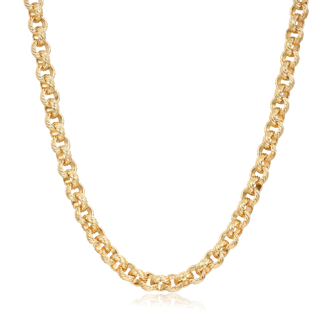 9mm Gold Lined Pattern Belcher Chain - 22 & 24 Inches