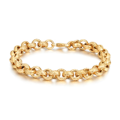 9mm Gold Lined Pattern Belcher Bracelet – 9 Inches