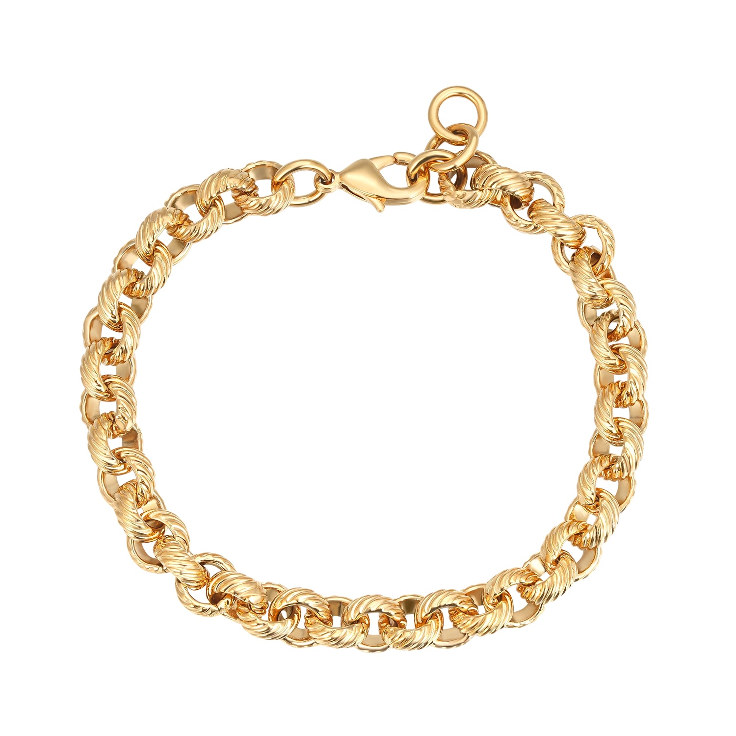 New 9mm Gold Lined Pattern Belcher Bracelet - 8 Inches