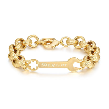 Premium 8mm Gold Spanner Belcher Bracelet – 7.5 to 8 Inches