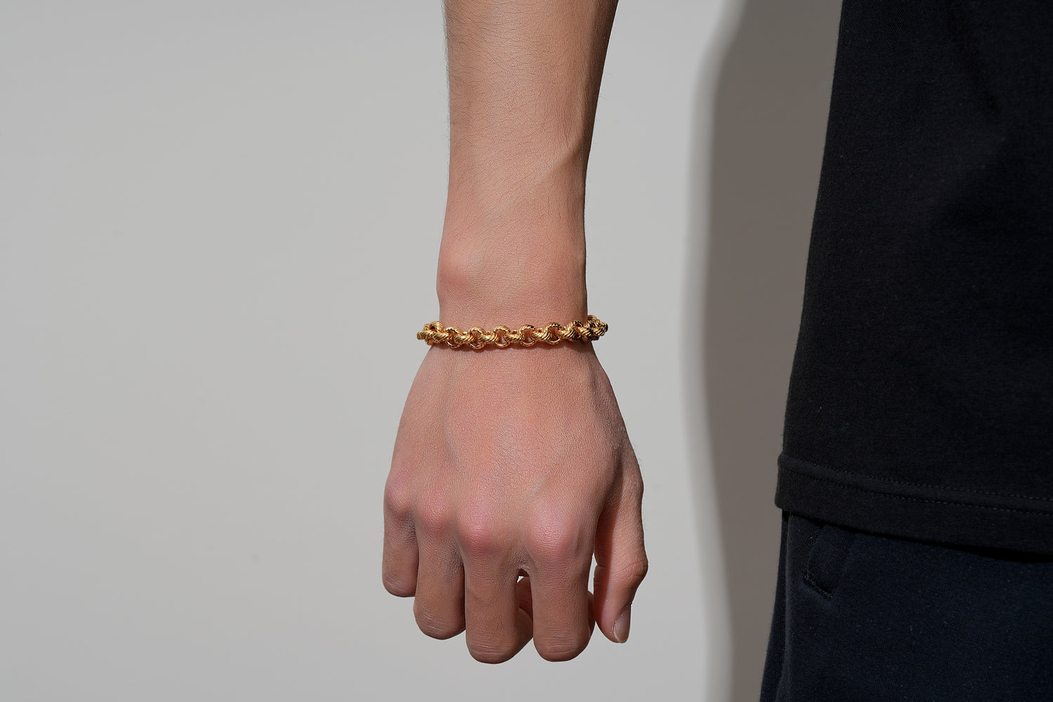 9mm Gold Lined Pattern Belcher Bracelet – 9 Inches