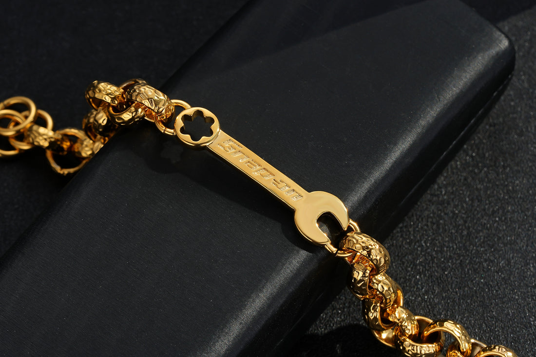 Premium 8mm Gold Spanner Belcher Bracelet – 7.5 to 8 Inches