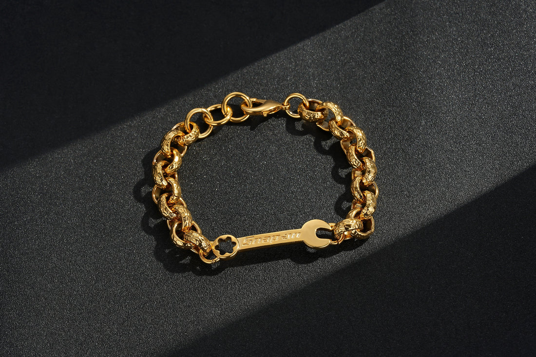 Premium 8mm Gold Spanner Belcher Bracelet – 7.5 to 8 Inches
