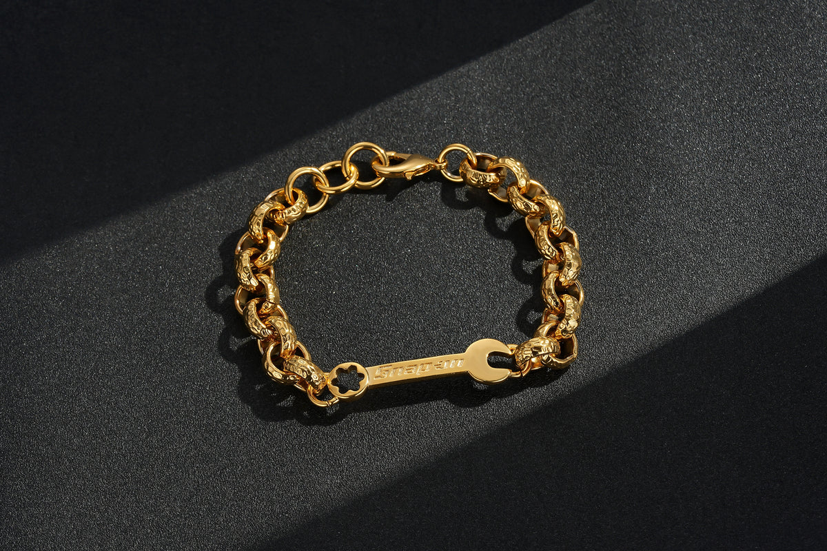 Gold 8mm Spanner Wrench Belcher Bracelet