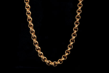 New 9mm Gold Lined Pattern Belcher Chain - Available in 22 Inches and 24 Inches