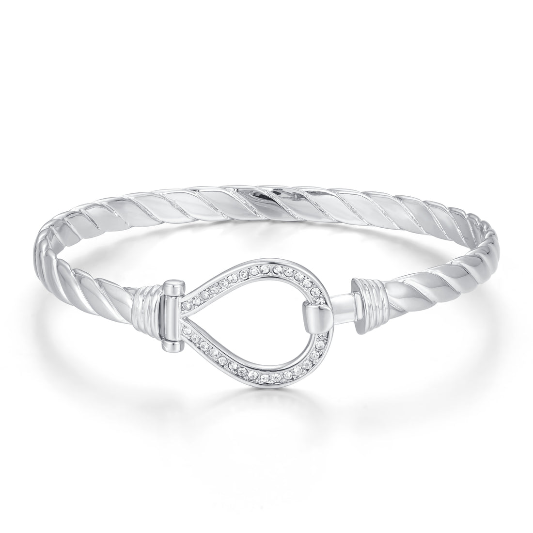 6mm Silver Closed Loop Bangle with Stones – 8 Inches