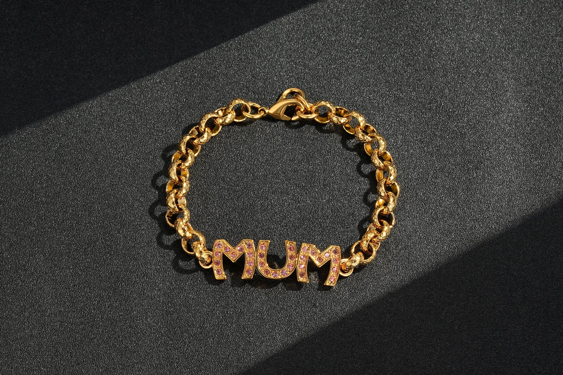 Gold Mum Belcher Bracelet Stones 8mm