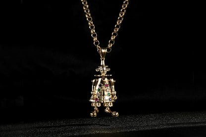 New Gold Large Clown Pendant 22 Inch 4mm Belcher Chain